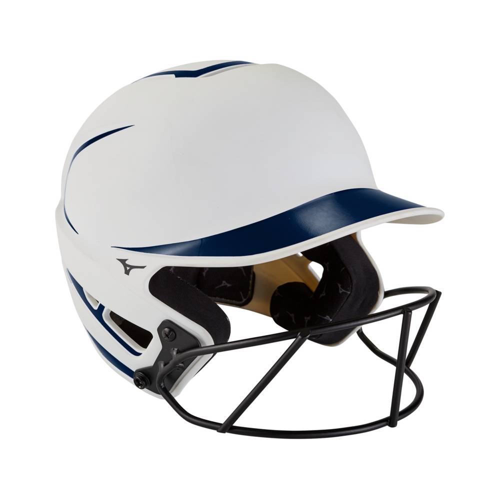 Womens Mizuno F6 Fastpitch Softball Batting Helmet White/Navy Philippines (NMPZHF160)